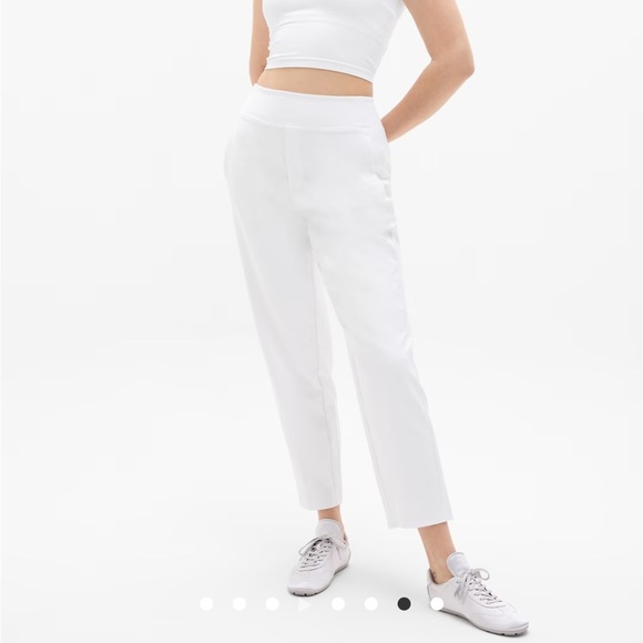 Athleta Endless Pant Bright White High Rise Recycled Wrinkle Resistant Sz 10 NEW - Picture 1 of 14